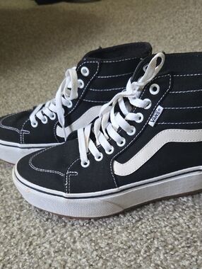 Vans Black and White High-Top Skate Sneakers